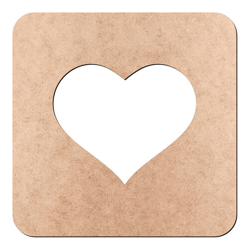 Recorte Quadrado Arr Coração Vazado / MDF 3mm