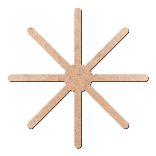 Recorte Base Mandala Lã 5 cm 8 Pontas / MDF 3mm