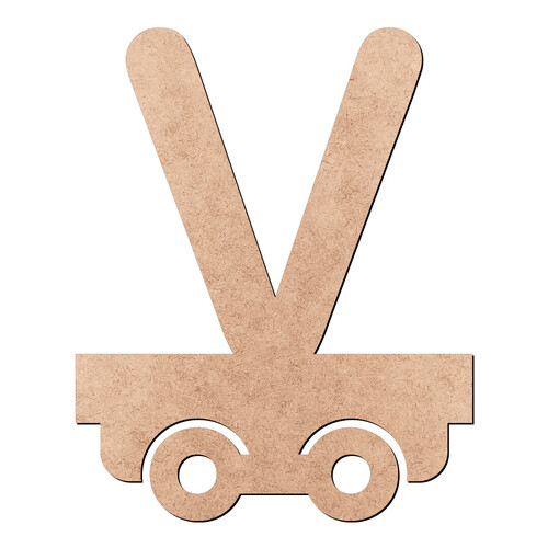 Recorte Letra V Trenzinho / MDF 3mm