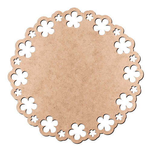 Recorte Placa Redonda Borda Floral / MDF 3mm