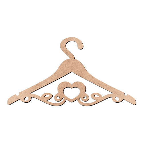 Recorte Cabide Coração Provençal / MDF 3mm