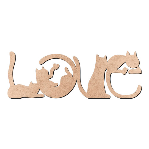 Recorte Love Gatos / MDF 3mm