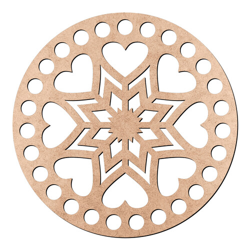 Recorte Base Cesto Mandala Corações 10 cm / MDF 3mm