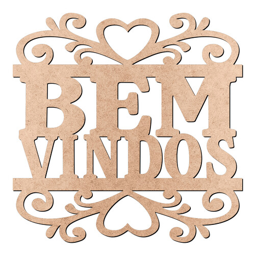 Recorte Placa Vazada Bem Vindos / MDF 3mm