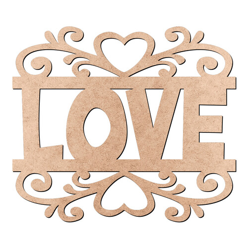 Recorte Placa Vazada Love / MDF 3mm