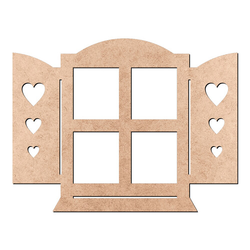 Recorte Janela Aberta Corações / MDF 3mm
