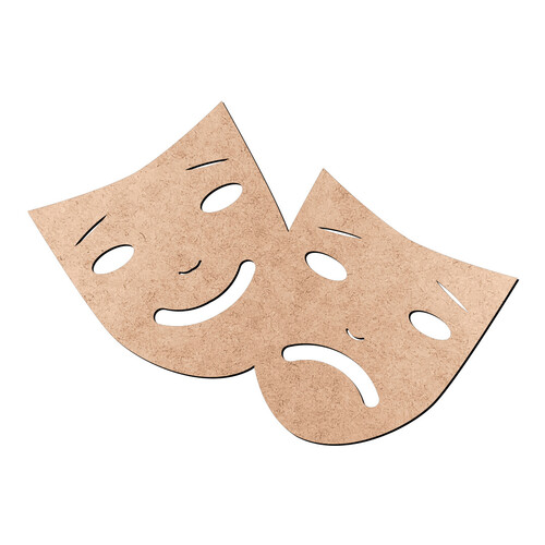 Recorte Máscara Teatro Feliz Triste / MDF 3mm
