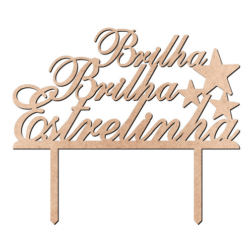 Recorte Topo de Bolo Brilha Estrelinha 15 cm / MDF 3mm