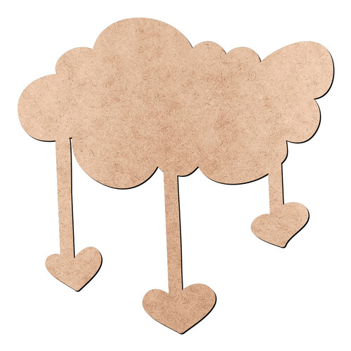 Recorte Nuvem Chuva Corações / MDF 3mm