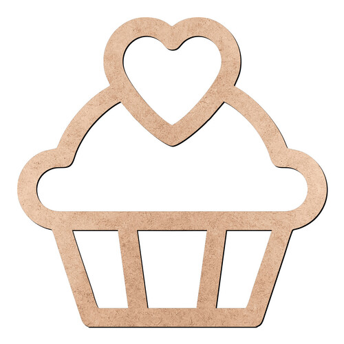 Recorte Cupcake Coração / MDF 3mm
