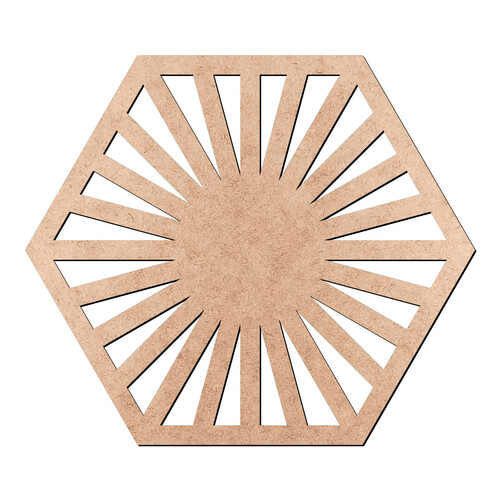 Recorte Hexágono Raios Vazados / MDF 3mm