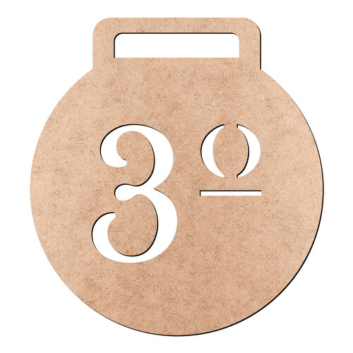 Recorte Medalha Redonda 3 Lugar / MDF 3mm