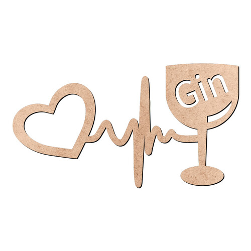 Recorte Gin ECG Coração / MDF 3mm