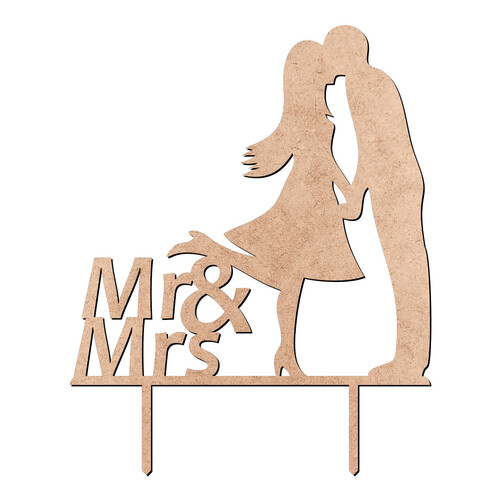Recorte Topo de Bolo Mr e Mrs 20 cm / MDF 3mm