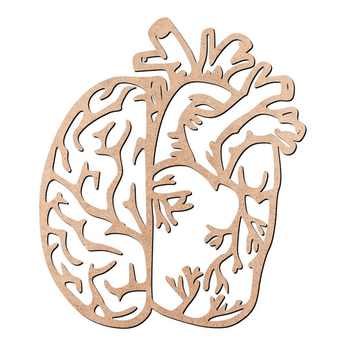 Recorte Cérebro e Coração Vazado / MDF 3mm
