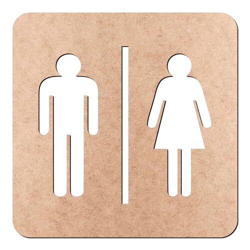 Recorte Plaquinha Banheiro Masculino Feminino / MDF 3mm