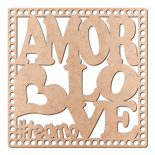 Recorte Base Cesto Vazado Amor Love 20 cm / MDF 3mm