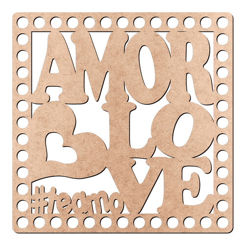 Recorte Base Cesto Vazado Amor Love 15 cm / MDF 3mm