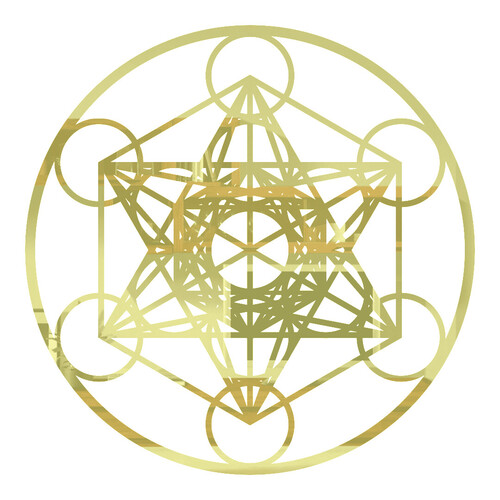 Recorte Mandala Cubo de Metatron / Acrílico 2mm Espelhado Dourado