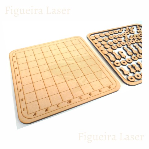 Tabuleiro para Jogos de Dama Corte à Laser em mdf