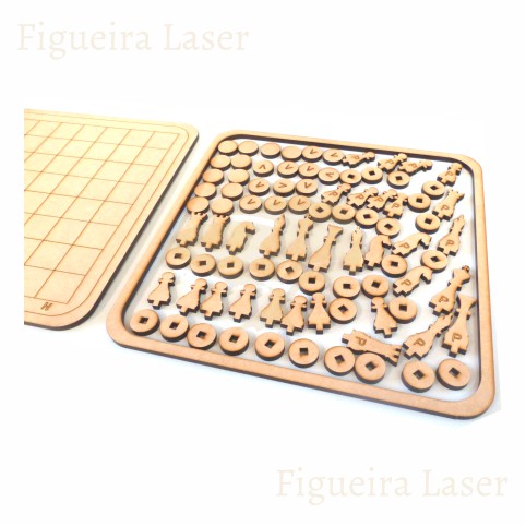 Tabuleiro para Jogos de Dama Corte à Laser em mdf