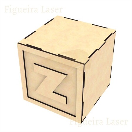 Cubo MDF 3 mm 12 cm Aplique Letra Z