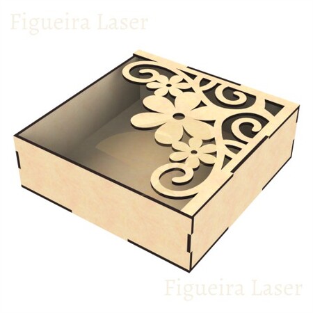 Porta Guardanapos MDF Meia Tampa FLoral 18 cm