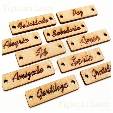 Etiquetas Tags Gravadas Palavras MDF 3 mm Crú