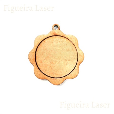 Pingente Mini Bastidor Flor 4 cm MDF 3 mm