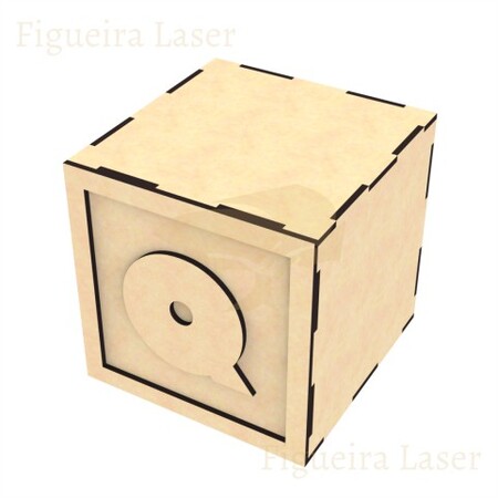 Cubo MDF 3 mm 12 cm Aplique Letra Q