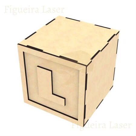 Cubo MDF 3 mm 12 cm Aplique Letra L