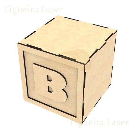 Cubo MDF 3 mm 12 cm Aplique Letra B