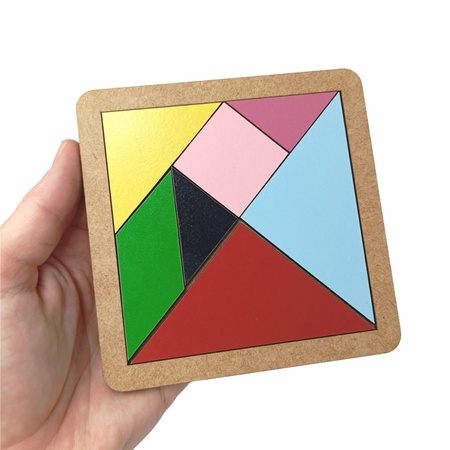 Tangram Colorido 12 cm MDF 3 mm
