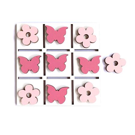 Jogo da Velha 10 cm MDF Borboletas e Flores