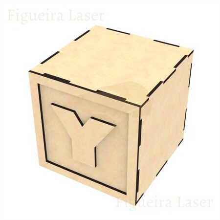 Cubo MDF 3 mm 12 cm Aplique Letra Y
