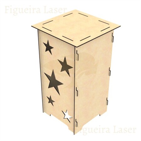 Cubo Festa MDF 6 mm Vazado Estrelas