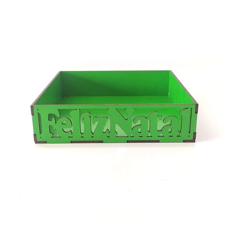 Bandeja 20 cm Feliz Natal MDF 3 mm Verde