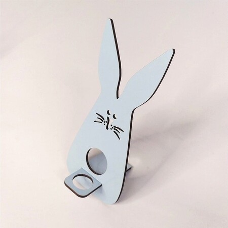Coelho Porta Ovo MDF 3 mm Azul Bebê