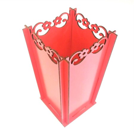 Cachepo Floral MDF 3 mm Vermelho 20 cm