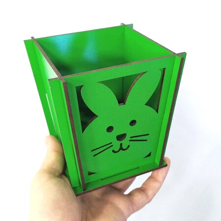 Cachepo Coelho MDF 3 mm Verde 12 cm