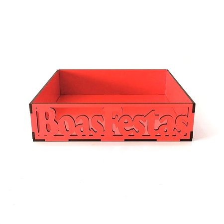 Bandeja Boas Festas 20 cm MDF 3 mm Vermelho