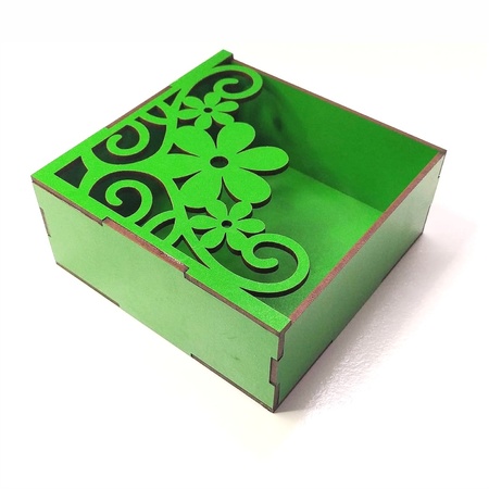 Porta Guardanapos Floral MDF Verde