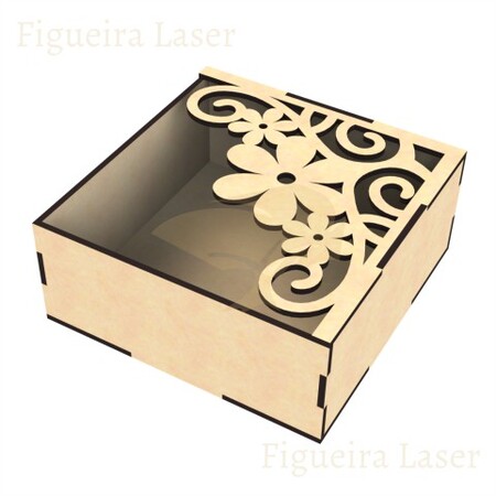 Porta Guardanapos MDF Meia Tampa Floral 14 cm