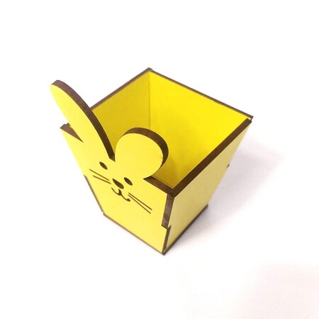 Cachepo Coelho MDF 3 mm Amarelo 9 cm