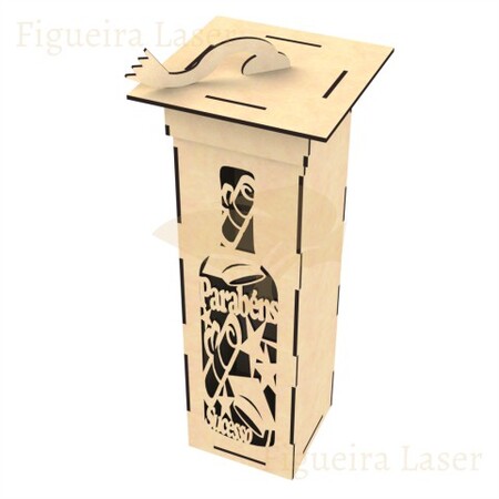 Caixa MDF Garrafa Vinho Formatura 