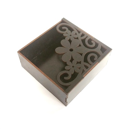 Porta Guardanapos Floral MDF Preto