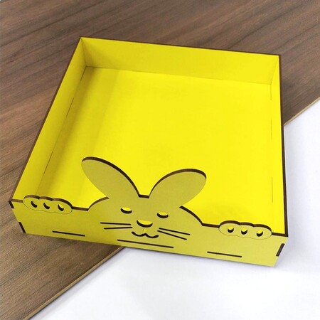 Bandeja Coelho MDF 3 mm Amarelo 25 cm