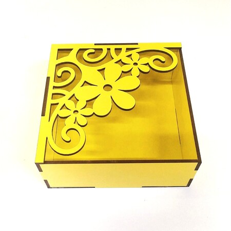 Porta Guardanapos Floral MDF Amarelo