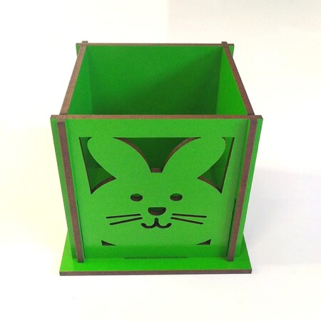 Cachepo Coelho MDF 3 mm Verde 8 cm