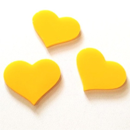 Coração Acrílico Amarelo 2 mm 3 cm Kit 10 un